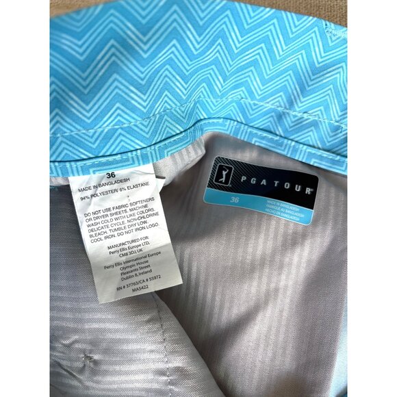 PGA Tour Mens Golf Shorts Blue Chevron NWOT Size 36 Quickdry Lightweight - Picture 7 of 7